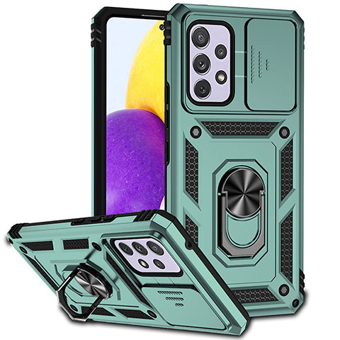 Funda Bumper Silicona y Plastico Mate Carcasa con Magnetico Anillo de dedo Soporte MQ6 para Samsung Galaxy A53 5G Verde