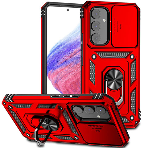 Funda Bumper Silicona y Plastico Mate Carcasa con Magnetico Anillo de dedo Soporte MQ6 para Samsung Galaxy A54 5G Rojo