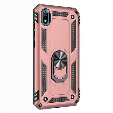 Funda Bumper Silicona y Plastico Mate Carcasa con Magnetico Anillo de dedo Soporte para Huawei Honor Play 8 Oro Rosa