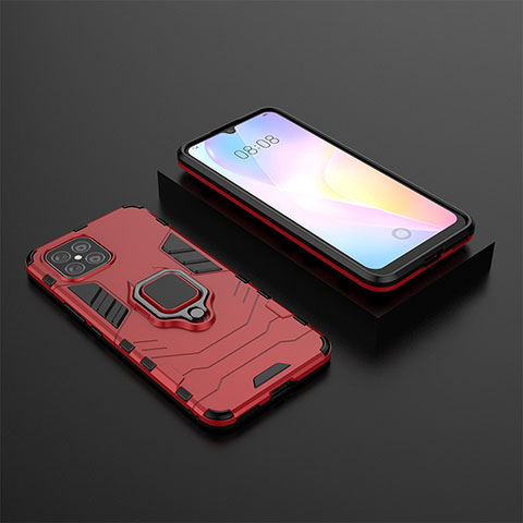 Funda Bumper Silicona y Plastico Mate Carcasa con Magnetico Anillo de dedo Soporte para Huawei Nova 8 SE 4G Rojo