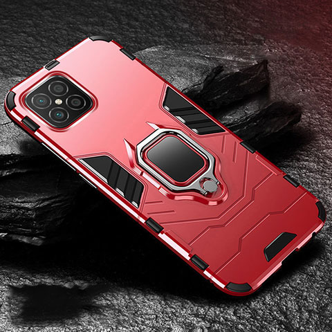 Funda Bumper Silicona y Plastico Mate Carcasa con Magnetico Anillo de dedo Soporte para Huawei Nova 8 SE 5G Rojo