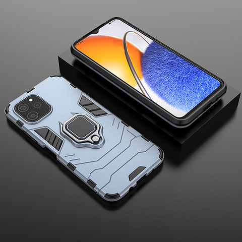 Funda Bumper Silicona y Plastico Mate Carcasa con Magnetico Anillo de dedo Soporte para Huawei Nova Y61 Azul