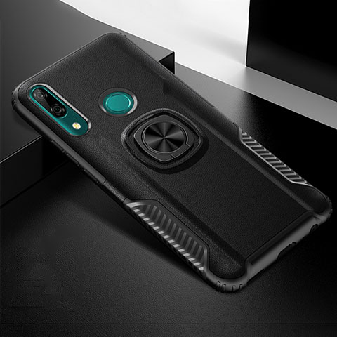 Funda Bumper Silicona y Plastico Mate Carcasa con Magnetico Anillo de dedo Soporte para Huawei P Smart Z Negro