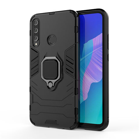 Funda Bumper Silicona y Plastico Mate Carcasa con Magnetico Anillo de dedo Soporte para Huawei P40 Lite E Negro