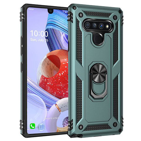 Funda Bumper Silicona y Plastico Mate Carcasa con Magnetico Anillo de dedo Soporte para LG Stylo 6 Menta Verde