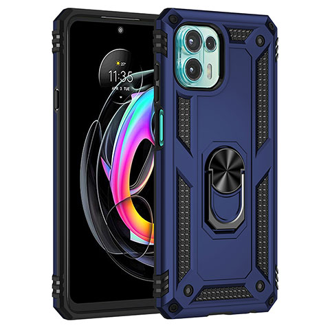 Funda Bumper Silicona y Plastico Mate Carcasa con Magnetico Anillo de dedo Soporte para Motorola Moto Edge 20 Lite 5G Azul