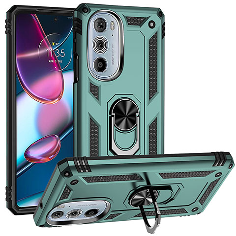 Funda Bumper Silicona y Plastico Mate Carcasa con Magnetico Anillo de dedo Soporte para Motorola Moto Edge X30 5G Verde