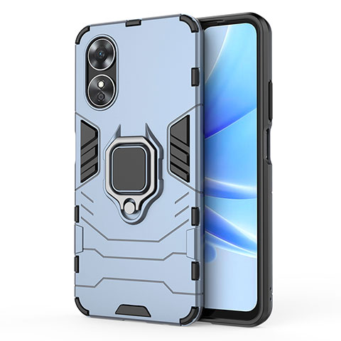 Funda Bumper Silicona y Plastico Mate Carcasa con Magnetico Anillo de dedo Soporte para Oppo A17 Azul