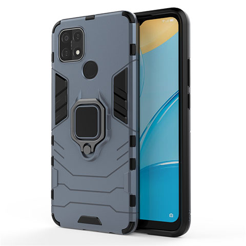 Funda Bumper Silicona y Plastico Mate Carcasa con Magnetico Anillo de dedo Soporte para Oppo A35 Azul