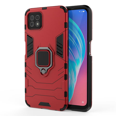 Funda Bumper Silicona y Plastico Mate Carcasa con Magnetico Anillo de dedo Soporte para Oppo A73 5G Rojo