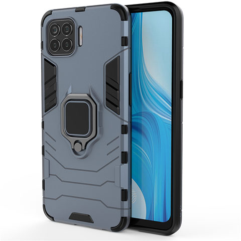 Funda Bumper Silicona y Plastico Mate Carcasa con Magnetico Anillo de dedo Soporte para Oppo A93 Azul