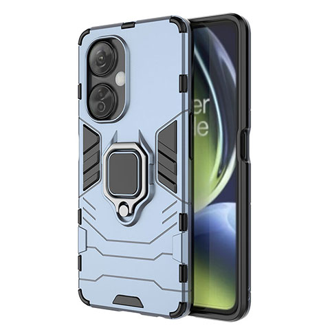 Funda Bumper Silicona y Plastico Mate Carcasa con Magnetico Anillo de dedo Soporte para Oppo K11x 5G Azul