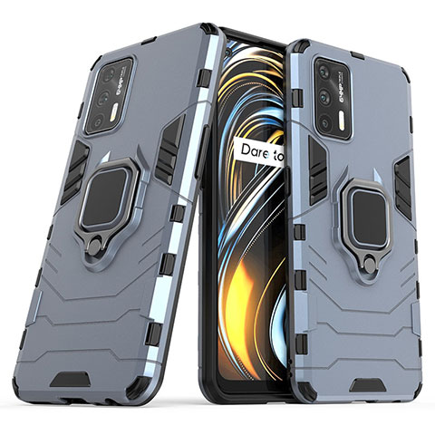 Funda Bumper Silicona y Plastico Mate Carcasa con Magnetico Anillo de dedo Soporte para Realme GT 5G Azul