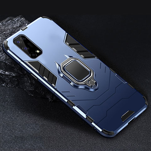 Funda Bumper Silicona y Plastico Mate Carcasa con Magnetico Anillo de dedo Soporte para Realme Narzo 30 Pro 5G Azul