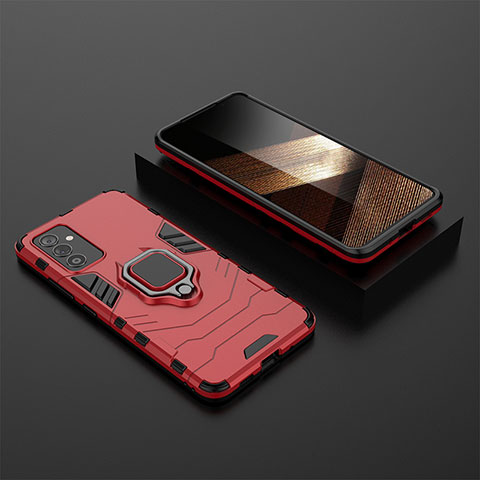 Funda Bumper Silicona y Plastico Mate Carcasa con Magnetico Anillo de dedo Soporte para Samsung Galaxy A15 4G Rojo