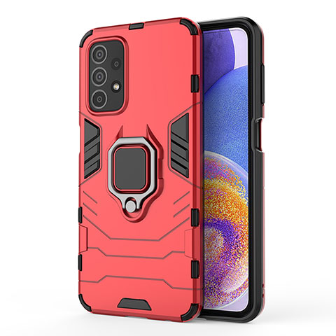 Funda Bumper Silicona y Plastico Mate Carcasa con Magnetico Anillo de dedo Soporte para Samsung Galaxy A23 5G Rojo