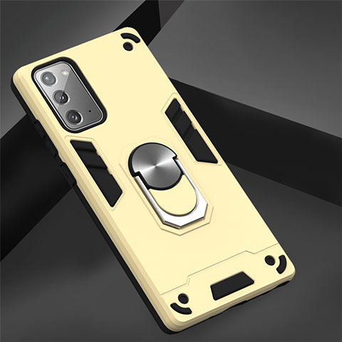 Funda Bumper Silicona y Plastico Mate Carcasa con Magnetico Anillo de dedo Soporte para Samsung Galaxy Note 20 Plus 5G Oro