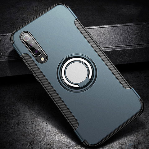 Funda Bumper Silicona y Plastico Mate Carcasa con Magnetico Anillo de dedo Soporte para Xiaomi Mi 9 Lite Cian