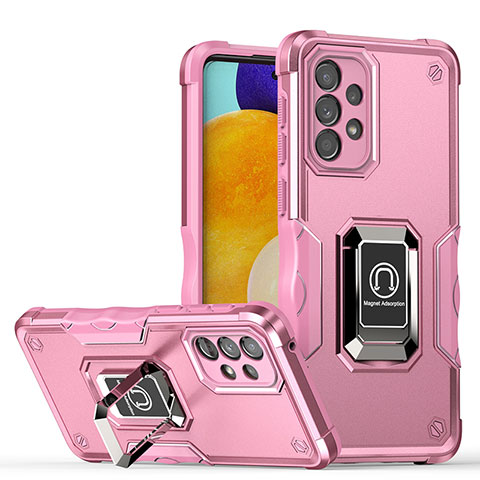 Funda Bumper Silicona y Plastico Mate Carcasa con Magnetico Anillo de dedo Soporte QW1 para Samsung Galaxy A33 5G Oro Rosa