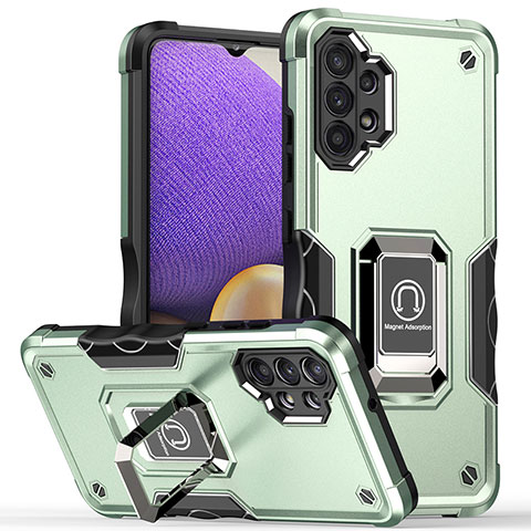 Funda Bumper Silicona y Plastico Mate Carcasa con Magnetico Anillo de dedo Soporte QW1 para Samsung Galaxy M32 5G Menta Verde