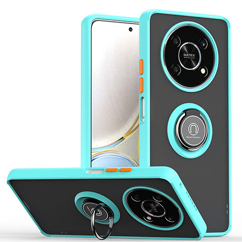 Funda Bumper Silicona y Plastico Mate Carcasa con Magnetico Anillo de dedo Soporte QW2 para Huawei Honor Magic4 Lite 5G Cian