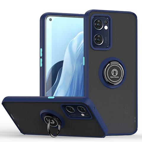 Funda Bumper Silicona y Plastico Mate Carcasa con Magnetico Anillo de dedo Soporte QW2 para OnePlus Nord CE 2 5G Azul