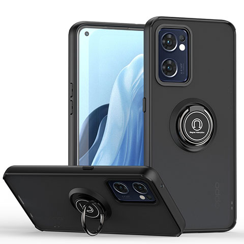 Funda Bumper Silicona y Plastico Mate Carcasa con Magnetico Anillo de dedo Soporte QW2 para OnePlus Nord CE 2 5G Negro