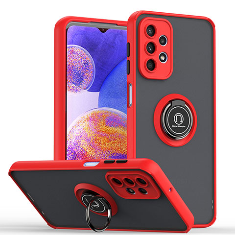 Funda Bumper Silicona y Plastico Mate Carcasa con Magnetico Anillo de dedo Soporte QW2 para Samsung Galaxy A23 4G Rojo