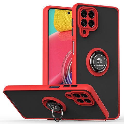 Funda Bumper Silicona y Plastico Mate Carcasa con Magnetico Anillo de dedo Soporte QW2 para Samsung Galaxy M53 5G Rojo