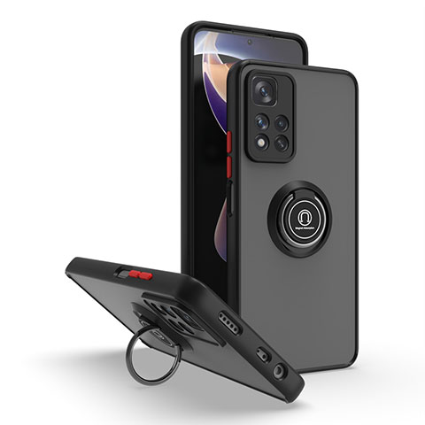 Funda Bumper Silicona y Plastico Mate Carcasa con Magnetico Anillo de dedo Soporte QW2 para Xiaomi Mi 11i 5G (2022) Rojo y Negro
