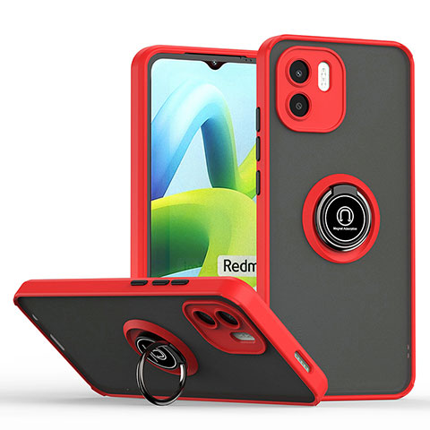 Funda Bumper Silicona y Plastico Mate Carcasa con Magnetico Anillo de dedo Soporte QW2 para Xiaomi Poco C50 Rojo