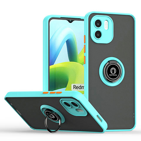 Funda Bumper Silicona y Plastico Mate Carcasa con Magnetico Anillo de dedo Soporte QW2 para Xiaomi Redmi A1 Cian