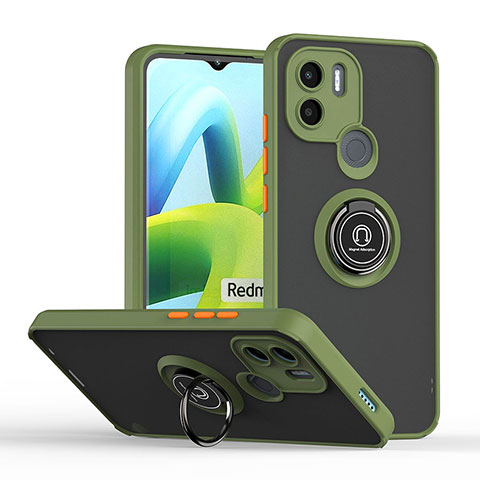 Funda Bumper Silicona y Plastico Mate Carcasa con Magnetico Anillo de dedo Soporte QW2 para Xiaomi Redmi A1 Plus Ejercito Verde