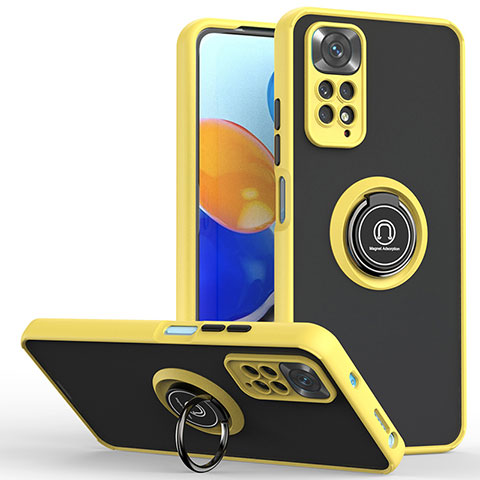 Funda Bumper Silicona y Plastico Mate Carcasa con Magnetico Anillo de dedo Soporte QW2 para Xiaomi Redmi Note 12 Pro 4G Amarillo