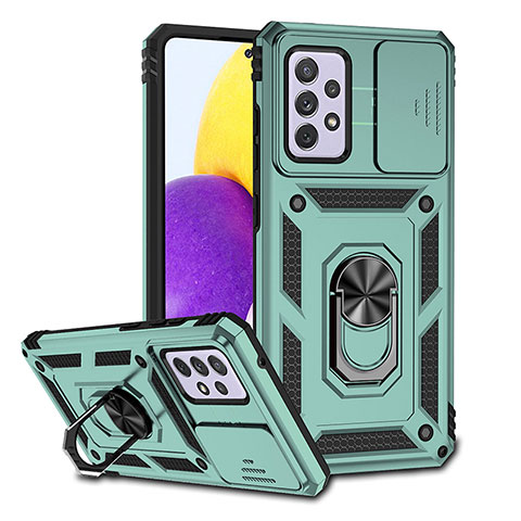 Funda Bumper Silicona y Plastico Mate Carcasa con Magnetico Anillo de dedo Soporte QW6 para Samsung Galaxy A52 5G Verde