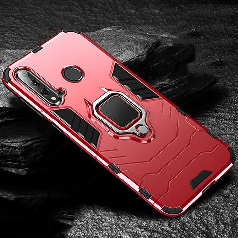 Funda Bumper Silicona y Plastico Mate Carcasa con Magnetico Anillo de dedo Soporte R01 para Huawei Nova 5i Rojo