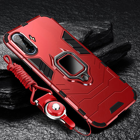 Funda Bumper Silicona y Plastico Mate Carcasa con Magnetico Anillo de dedo Soporte R01 para Xiaomi Poco F3 GT 5G Rojo