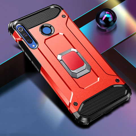 Funda Bumper Silicona y Plastico Mate Carcasa con Magnetico Anillo de dedo Soporte R02 para Huawei Nova 4e Rojo