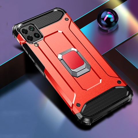 Funda Bumper Silicona y Plastico Mate Carcasa con Magnetico Anillo de dedo Soporte R02 para Huawei Nova 7i Rojo