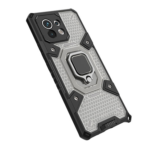 Funda Bumper Silicona y Plastico Mate Carcasa con Magnetico Anillo de dedo Soporte R10 para Xiaomi Mi 11 Lite 5G Gris