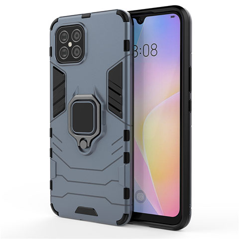 Funda Bumper Silicona y Plastico Mate Carcasa con Magnetico Anillo de dedo Soporte S01 para Huawei Nova 8 SE 5G Azul