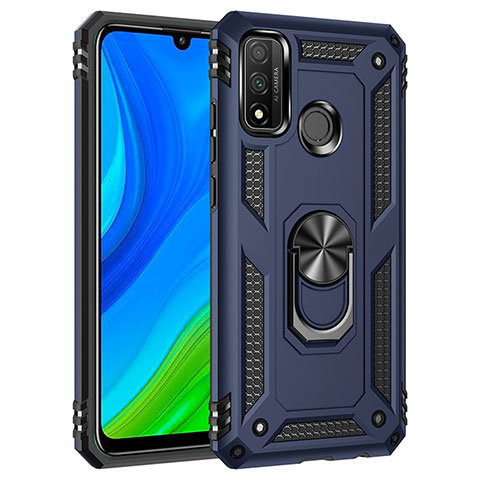 Funda Bumper Silicona y Plastico Mate Carcasa con Magnetico Anillo de dedo Soporte S01 para Huawei Nova Lite 3 Plus Azul