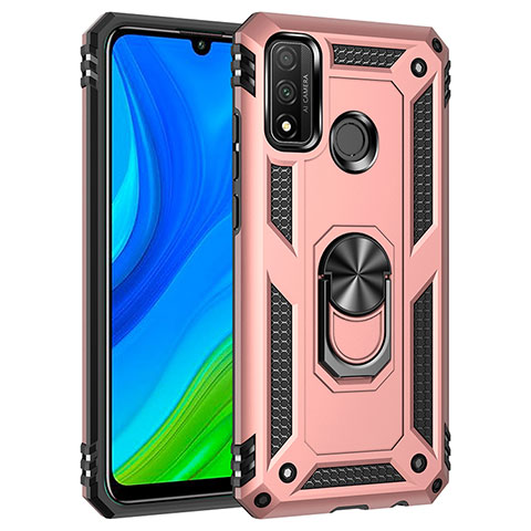 Funda Bumper Silicona y Plastico Mate Carcasa con Magnetico Anillo de dedo Soporte S01 para Huawei Nova Lite 3 Plus Oro Rosa