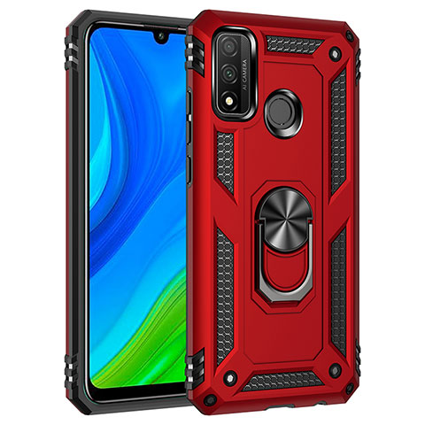 Funda Bumper Silicona y Plastico Mate Carcasa con Magnetico Anillo de dedo Soporte S01 para Huawei Nova Lite 3 Plus Rojo