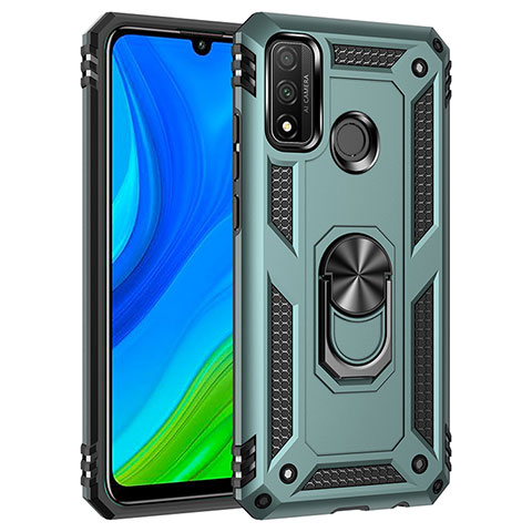 Funda Bumper Silicona y Plastico Mate Carcasa con Magnetico Anillo de dedo Soporte S01 para Huawei Nova Lite 3 Plus Verde