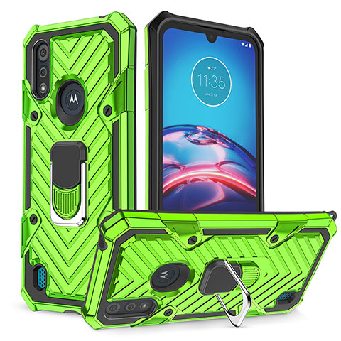 Funda Bumper Silicona y Plastico Mate Carcasa con Magnetico Anillo de dedo Soporte S01 para Motorola Moto E6s (2020) Menta Verde