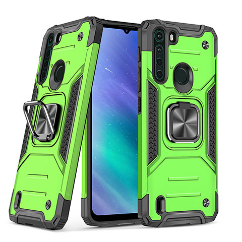 Funda Bumper Silicona y Plastico Mate Carcasa con Magnetico Anillo de dedo Soporte S01 para Motorola Moto One Fusion Menta Verde