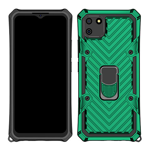 Funda Bumper Silicona y Plastico Mate Carcasa con Magnetico Anillo de dedo Soporte S01 para Realme C11 Verde