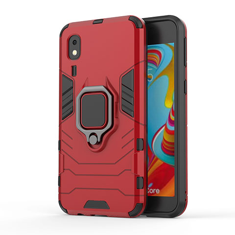 Funda Bumper Silicona y Plastico Mate Carcasa con Magnetico Anillo de dedo Soporte S01 para Samsung Galaxy A2 Core A260F A260G Rojo