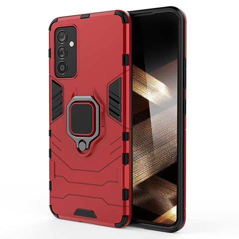 Funda Bumper Silicona y Plastico Mate Carcasa con Magnetico Anillo de dedo Soporte S01 para Samsung Galaxy A35 5G Rojo